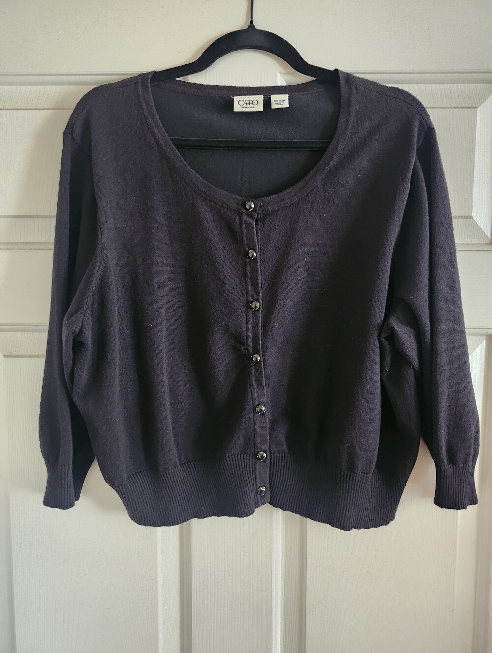 Tahari Black Button-Front Cardigan Sweater